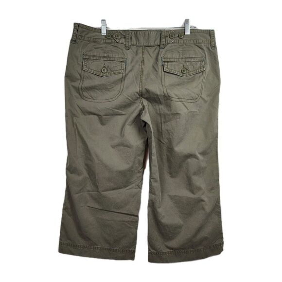 Old Navy Canvas Capri Pants Women's 14 Khaki Wide Leg "Just Below Waist" - Picture 2 of 9